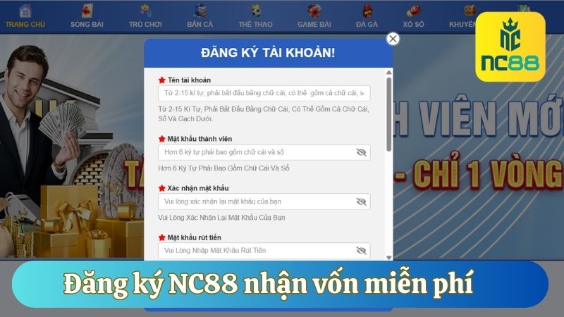Đăng ký NC88 nhận vốn miễn phí