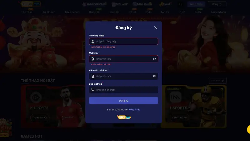 Hoàn tất tạo tài khoản người chơi trên TIN88 trước khi đăng ký đại lý